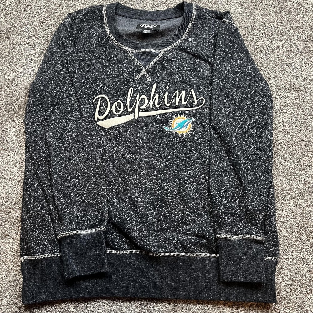 Miami Dolphins Sweater Womens‎ Large Black NFL Football Pullover OTS Crewneck
